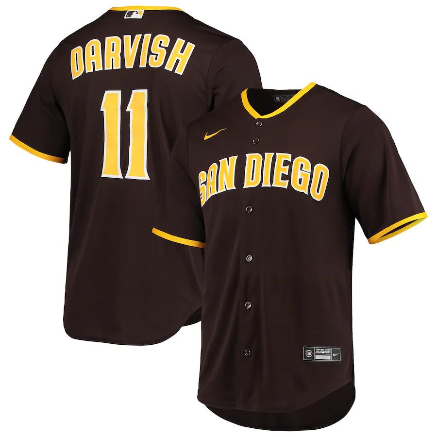 Mens San Diego Padres #11 Yu Darvish Nike Brown Alternate Replica Player MLB Jerseys